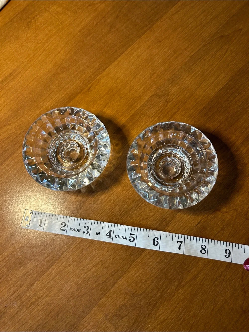 Clear Cut-Glass Candle Holders - Pair